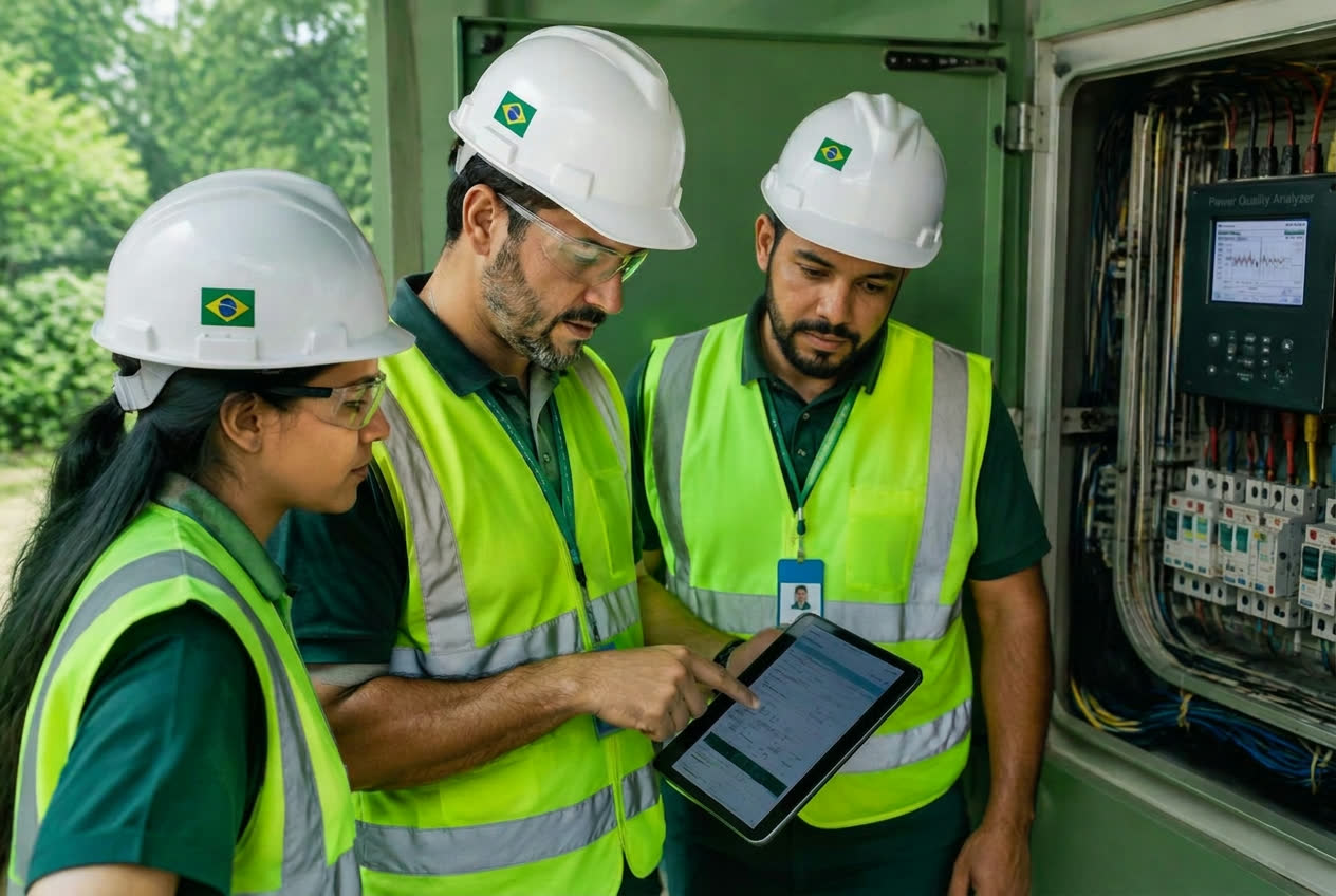 Engenheiros da EnergySafe analisando a qualidade de energia